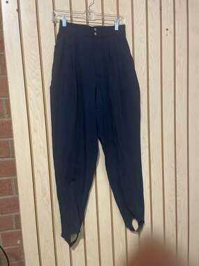 Vintage 80s Navy Blue High Waisted Pleated Stirrup Pants
